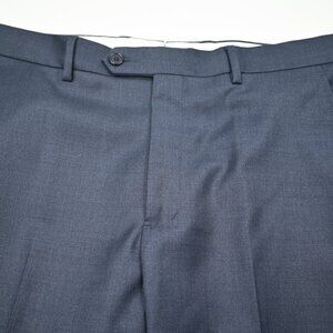 PRISTINE $255 Santorelli Blue Flat Front Loro Piana Wool Dress Pants 34W 34X31